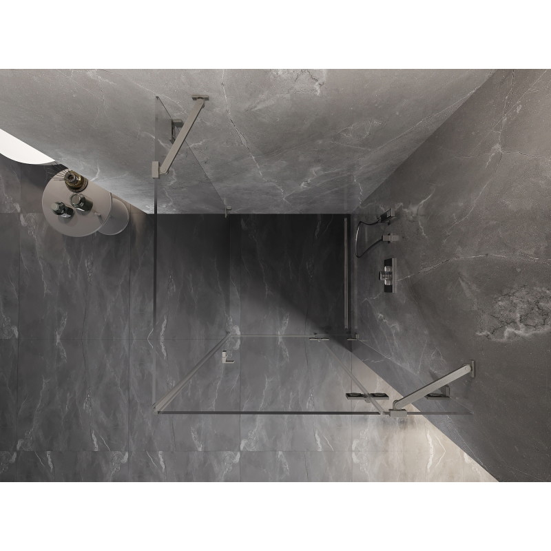 Mexen Lunar dušinė kabina dešinė atverčiama 80 x 80 cm, skaidri, šlifuotas nikelis - 834-080-080-97-00-P