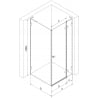 Mexen Lunar L dešinė dušo kabina 90 x 90 cm, permatoma, „gun metal“ - 834L-090-090-95-00-P