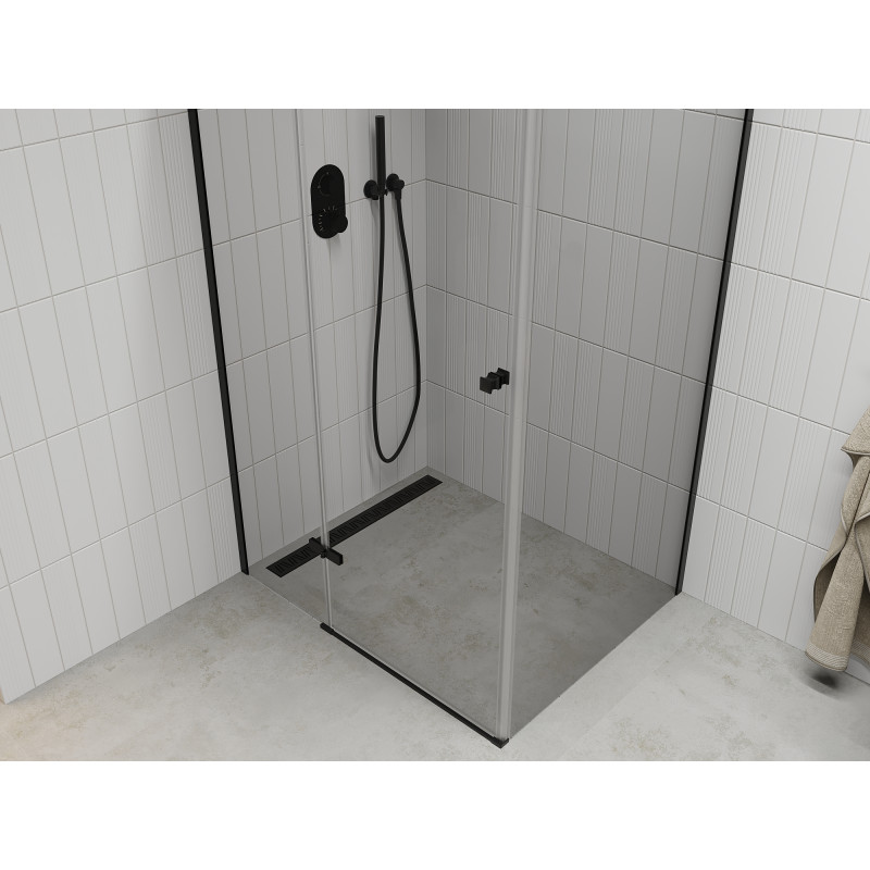 Mexen Roma atveriamas dušo kabina 100 x 70 cm, skaidri, juoda - 854-100-070-70-00