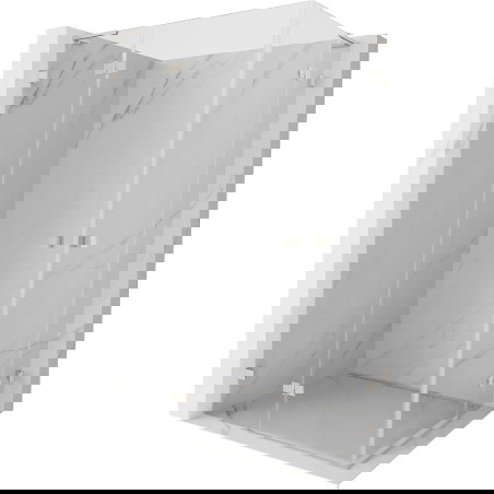 Mexen Lunar L Dviguba dušo kabina su kairėmis durimis 120 x 110 cm, permatoma, šlifuotas nikelis - 834L-120L-110P-97-00