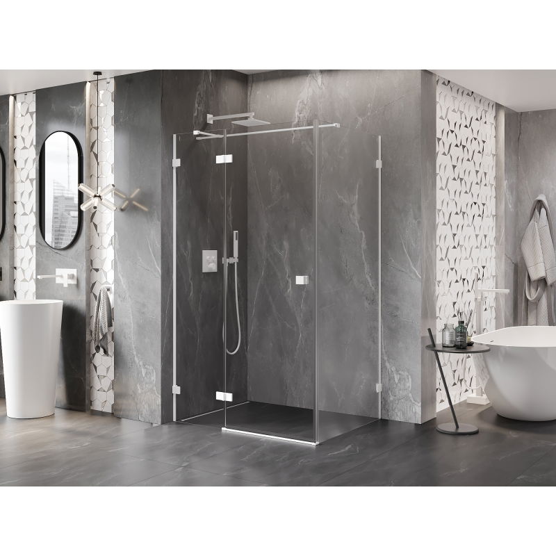 Mexen Lunar T dušo kabinos durys atveriamos kairės 120 x 100 cm, permatomos, baltos - 834T-120-100-20-00-L