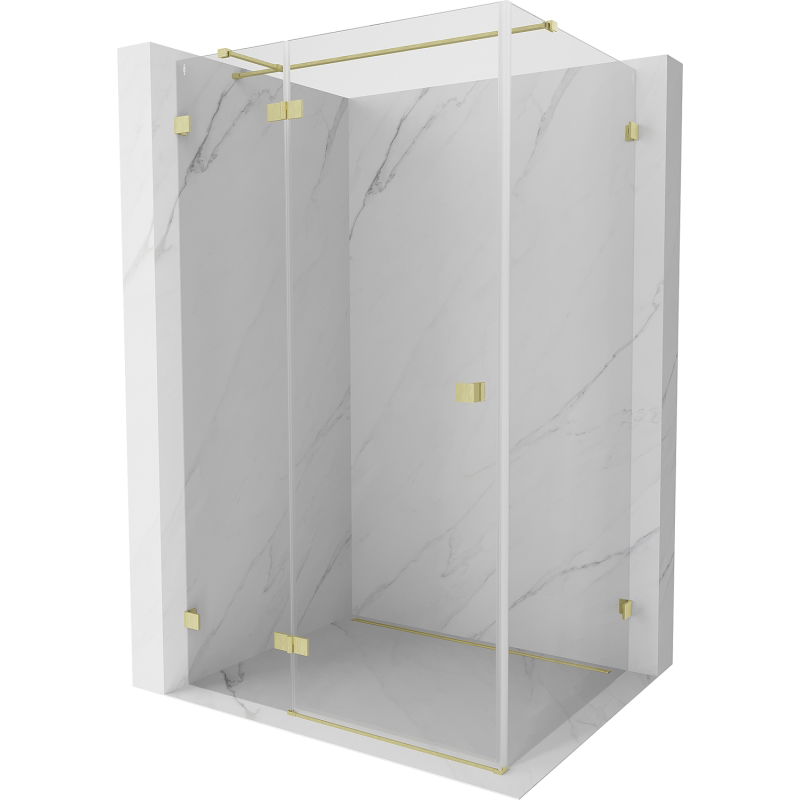 Mexen Lunar T kairu zona atidaroma kairė 135 x 120 cm, skaidrus, auksinis šlifuotas - 834T-135-120-55-00-L