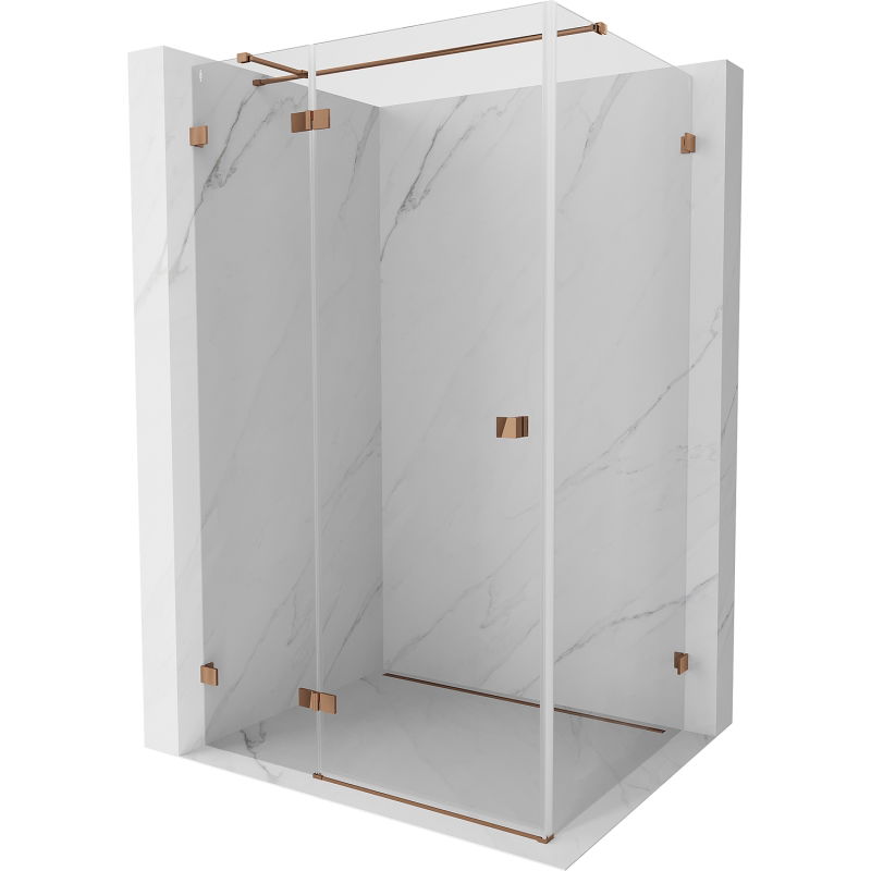 Mexen Lunar T varstoma kairysis dušo kabina 135 x 90 cm, permatoma, rožinis auksas - 834T-135-090-60-00-L