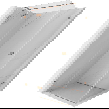 Mexen Lunar T kairioji dušinės kabina 120 x 110 cm, skaidrus, šlifuotas varis - 834T-120-110-65-00-L