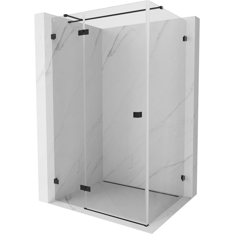 Mexen Lunar T dušo kabina varstoma kairė 135 x 70 cm, skaidri, juoda - 834T-135-070-70-00-L