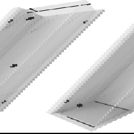 Mexen Lunar T 180 laipsnių atsiverianti dušo kabina, kairinis modelis 125 x 120 cm, skaidrus, juodas - 834T-125-120-70-00-L