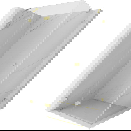 Mexen Lunar atveriamas kairysis dušo kabinas 95 x 90 cm, skaidrus, auksinis šlifuotas - 834-095-090-55-00-L