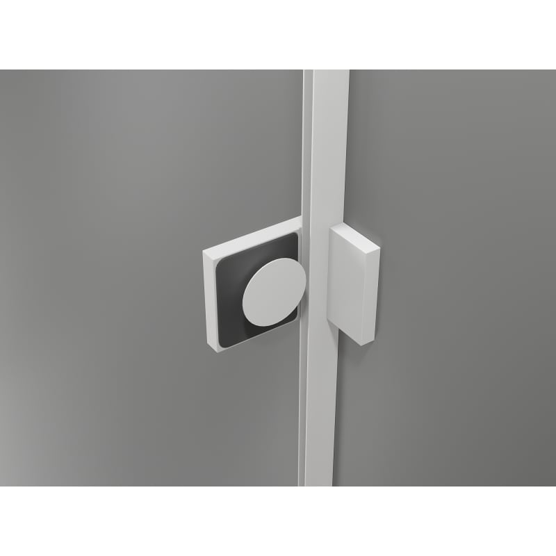 Mexen Lunar-B dušo kabina su svirtimi kaire 90 x 90 cm, permatoma, balta - 832-090-090-20-00-L