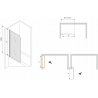 Mexen Vega stačiakampė vonia 170 x 70 cm su apdaila ir 1 sparno 80 cm pertvara, juodas raštas fiksuotas - 550117070X9308007070