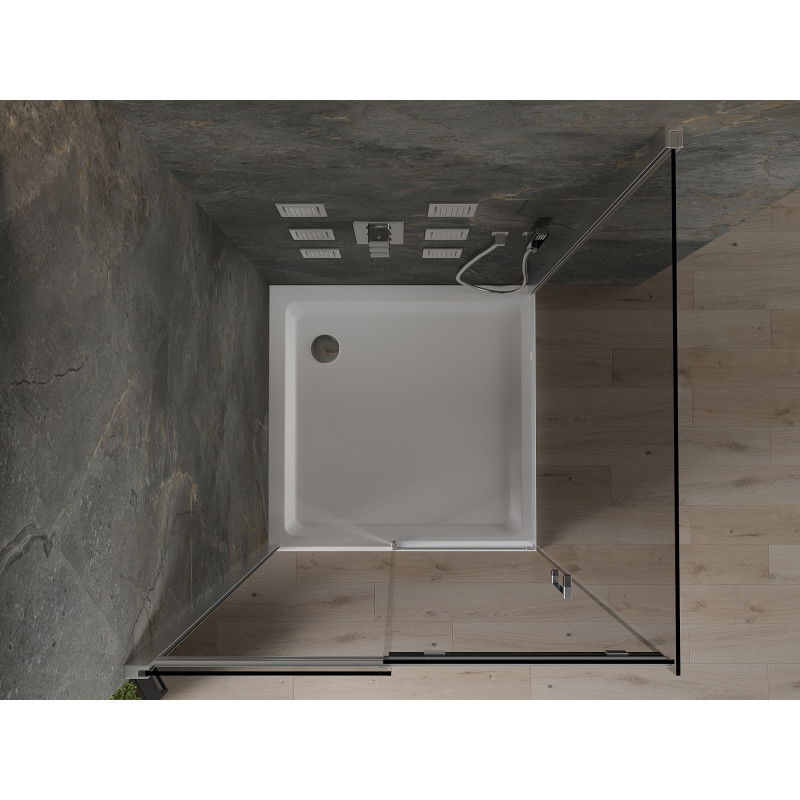 Mexen Omega stumdomas dušo kabina 100 x 100 cm, grafitas, chromas + Flat dušo padėklas, baltas - 825-100-100-01-40-4010