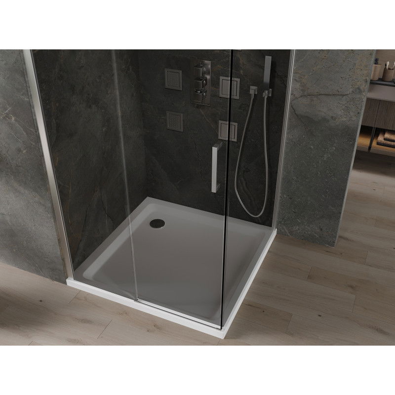 Mexen Omega stumdomas dušo kabina 100 x 100 cm, grafitas, chromas + Flat dušo padėklas, baltas - 825-100-100-01-40-4010