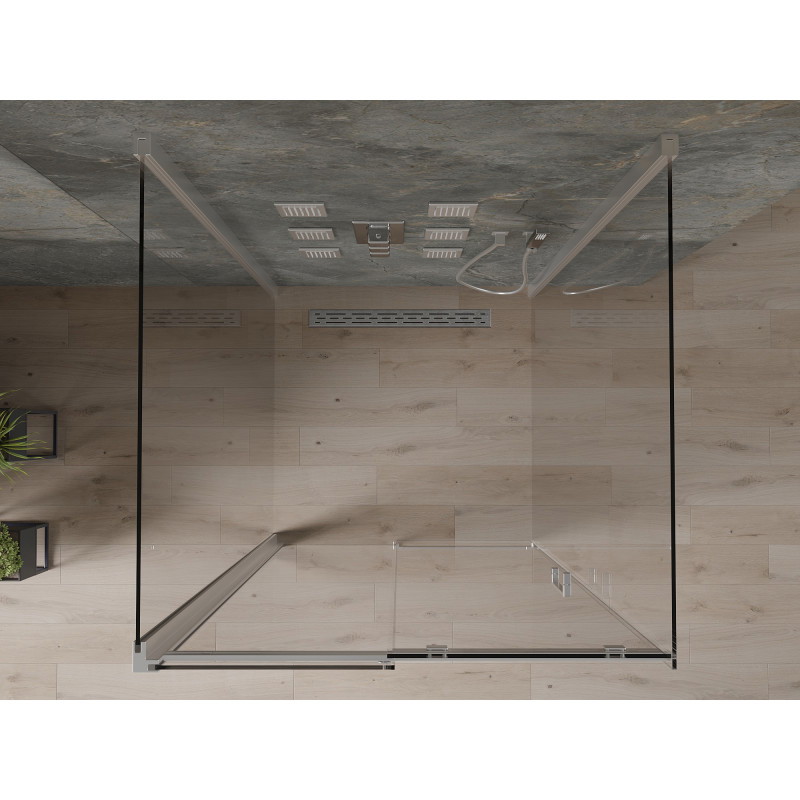 Mexen Omega-3S dušo kabina 3-sienos, slankiojančios durys 100 x 100 cm, skaidrus, chromas - 825-100-100-01-00-3S