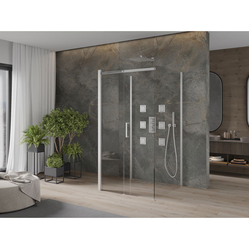 Mexen Omega-3S trijų sienelių dušo kabina, stumdoma 100 x 100 cm, permatoma, chromuota - 825-100-100-01-00-3S