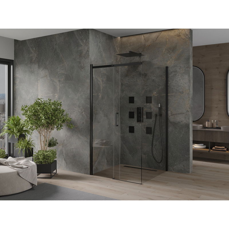 Mexen Omega slankiojanti dušo kabina 100 x 100 cm, permatoma, juoda - 825-100-100-70-00