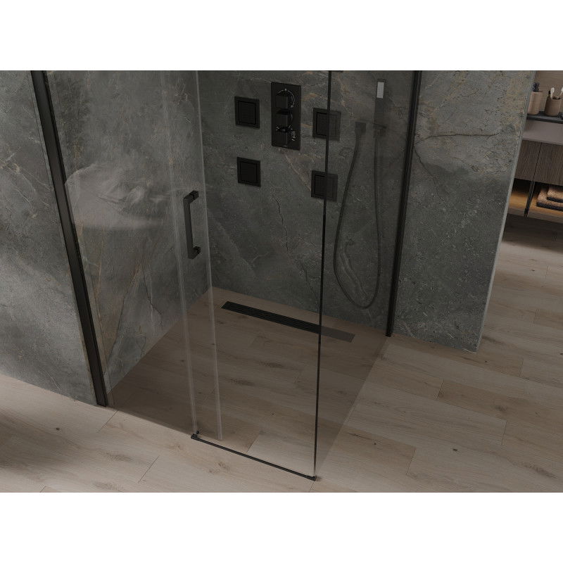 Mexen Omega slankiojanti dušo kabina 100 x 100 cm, permatoma, juoda - 825-100-100-70-00