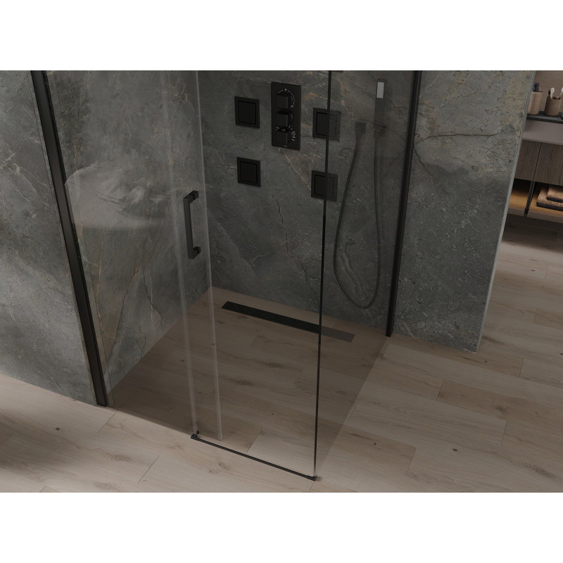 Mexen Omega stumetis slankiojančia dušo kabina, permatoma, juoda - 825-100-100-70-00