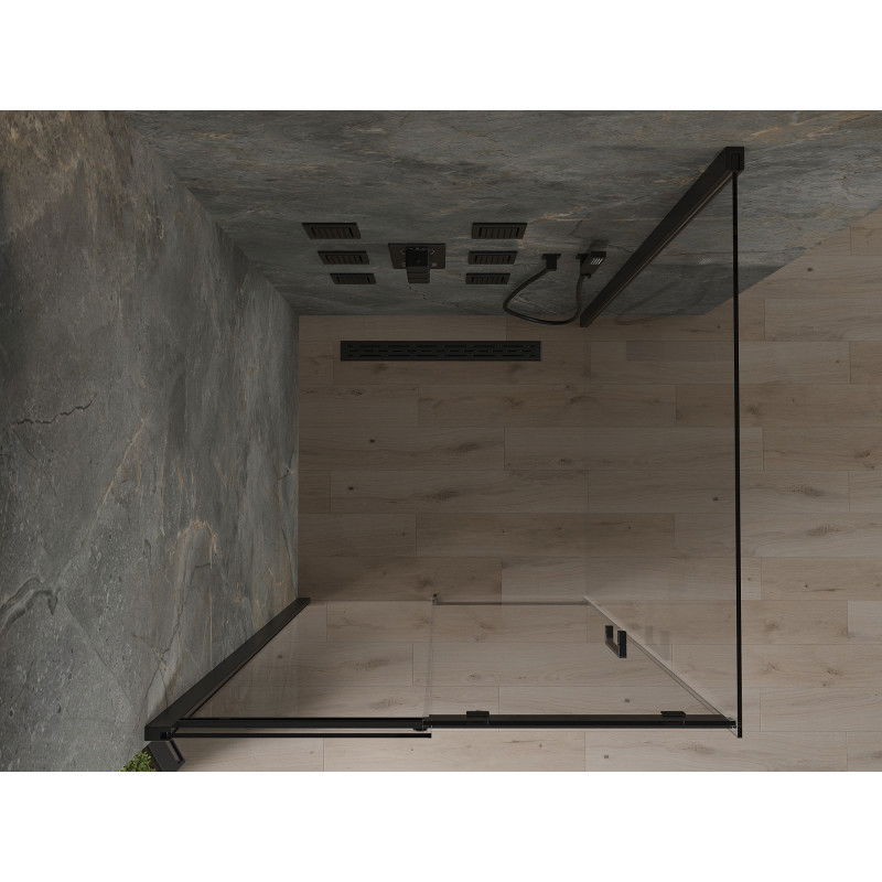 Mexen Omega slankiojanti dušo kabina 100 x 100 cm, permatoma, juoda - 825-100-100-70-00