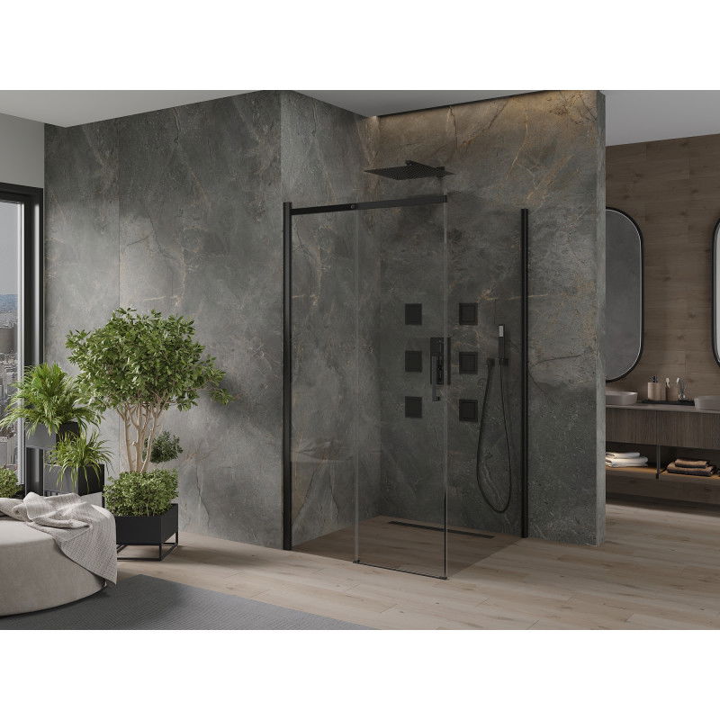 Mexen Omega slankiojanti dušo kabina 100 x 100 cm, permatoma, juoda - 825-100-100-70-00