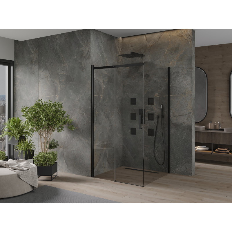 Mexen Omega stumetis slankiojančia dušo kabina, permatoma, juoda - 825-100-100-70-00