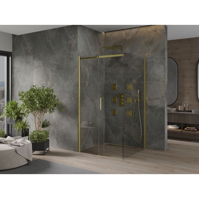Mexen Omega stumdomas dušo kabina 100 x 100 cm, skaidrus, auksinis - 825-100-100-50-00