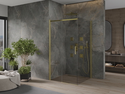 Mexen Omega stumdomas dušo kabina 100 x 100 cm, skaidrus, auksinis - 825-100-100-50-00