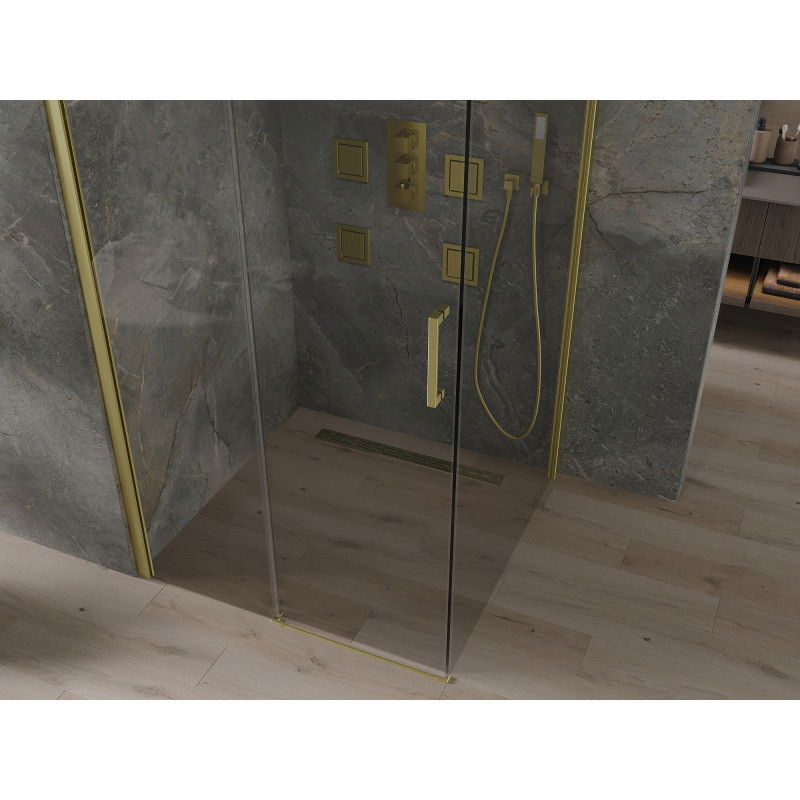 Mexen Omega stumdomas dušo kabina 100 x 100 cm, skaidrus, auksinis - 825-100-100-50-00