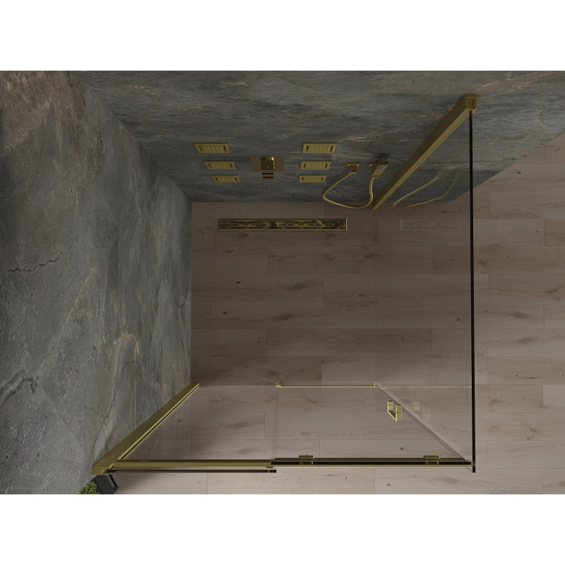 Mexen Omega stumdoma dušo kabina 100 x 100 cm, permatoma, auksinė - 825-100-100-50-00