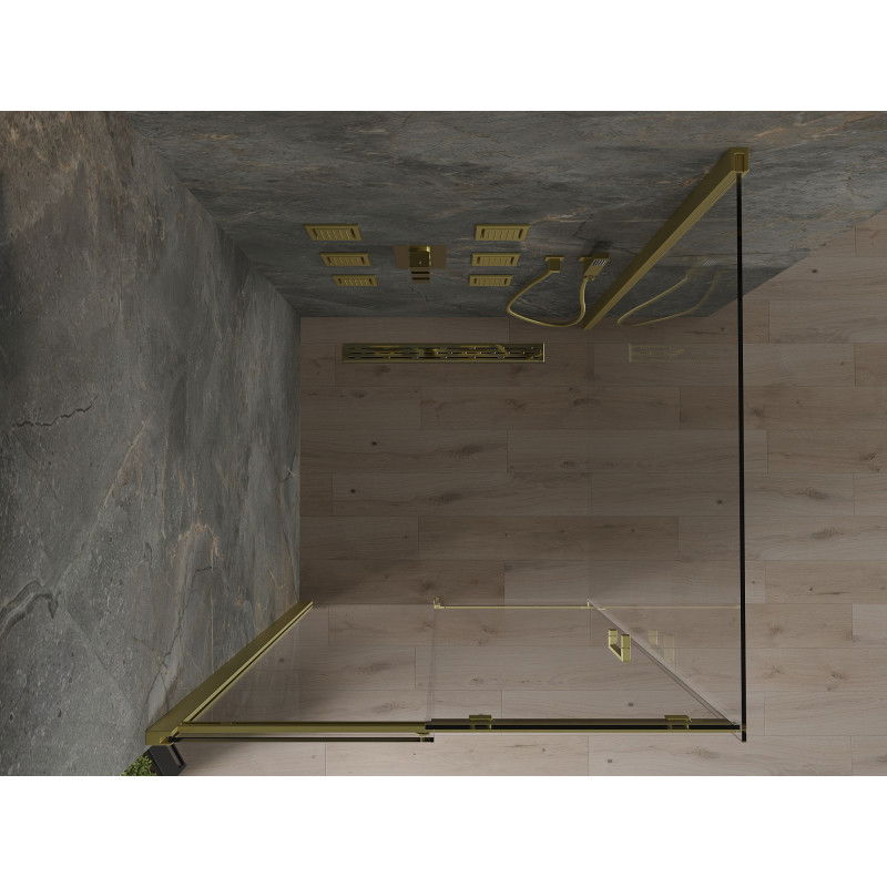 Mexen Omega stumdomas dušo kabina 100 x 100 cm, skaidrus, auksinis - 825-100-100-50-00