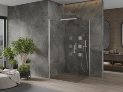 Mexen Omega stiklinė dušo kabina 100 x 100 cm, permatoma, chromuota - 825-100-100-01-00