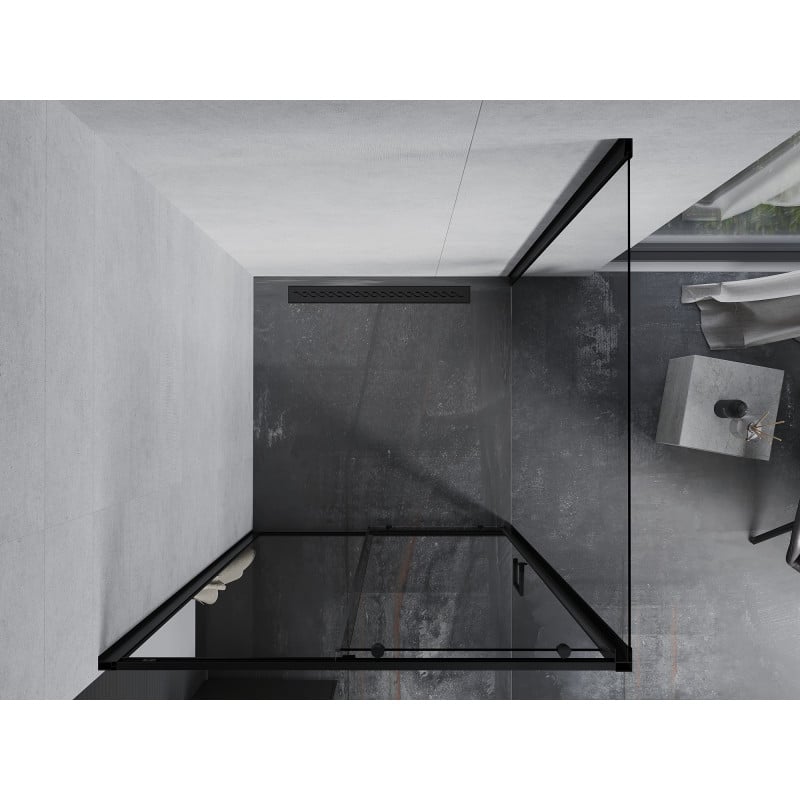 Mexen Apia 90 x 90 cm slankiojantis dušo kabinas, skaidri, juoda - 840-090-090-70-00