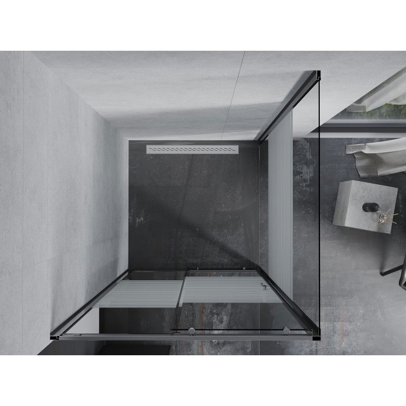 Mexen Apia stumdoma dušo kabina 90 x 90 cm, baltos juostos, chromas - 840-090-090-01-20