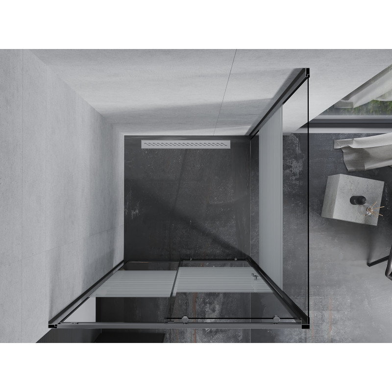 Mexen Apia stumetis stumdomas dušo kabina, balti dryžiai, chromas - 840-100-100-01-20