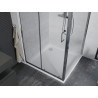 Mexen Apia 100 x 100 cm stumdomas dušo kabinas, skaidrus, chromuotas + Flat dušo padėklas - 840-100-100-01-00-4010