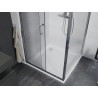 Mexen Apia 100 x 100 cm stumdomas dušo kabinas, skaidrus, chromuotas + Flat dušo padėklas - 840-100-100-01-00-4010