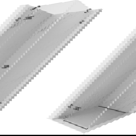 Mexen Lunar kairiami dušas kabina kairinė 90 x 90 cm, skaidri, šepečiu nubrėžtas ginklų pilkumas - 834-090-090-66-00-L