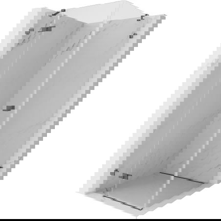 Mexen Lunar į viršų atsidaranti dešinioji dušo kabina 100 x 100 cm, skaidri, šlifuota ginklų pilka - 834-100-100-66-00-L