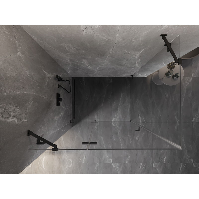 Mexen Lunar dušo kabina atveriama kairė 100 x 80 cm, permatoma, juoda - 834-100-080-70-00-L