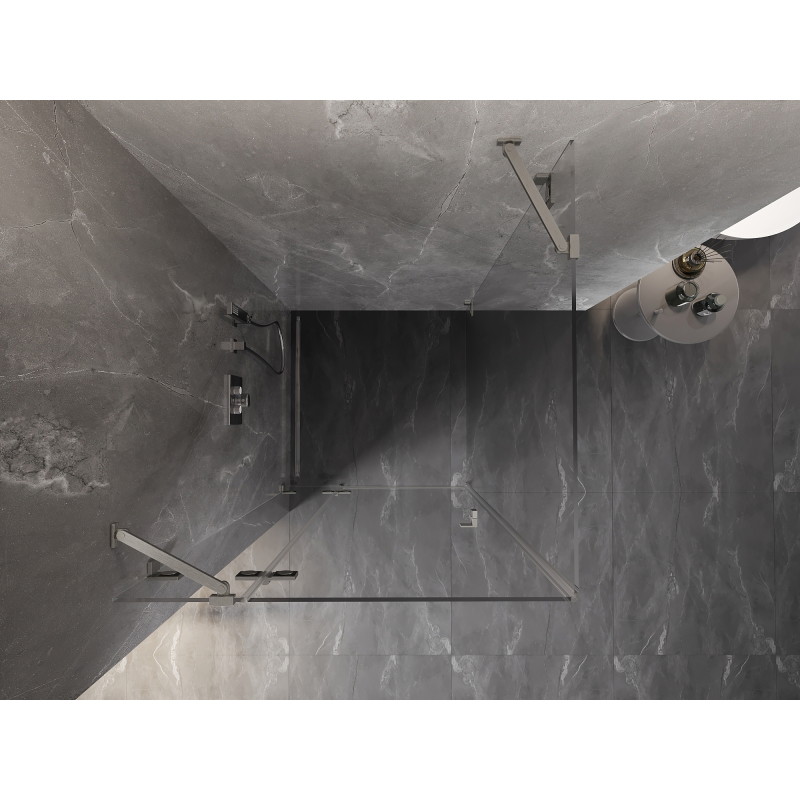 Mexen Lunar ląstelė dušui, atidaroma kairė 80 x 80 cm, skaidrus, šepečiu nikelis - 834-080-080-97-00-L