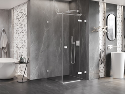 Mexen Lunar T atveriama dešinė dušo kabina 110 x 110 cm, skaidri, balta - 834T-110-110-20-00-P