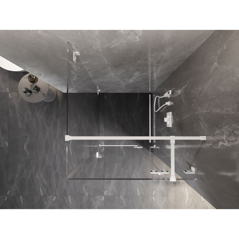 Mexen Lunar T dešinė į išorę atsidaranti dušo kabina 120 x 120 cm, skaidri, balta - 834T-120-120-20-00-P