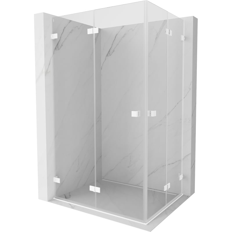 Mexen Lunar-F Duo sulankstoma dušo kabina 85 x 70 cm, skaidri, balta - 836-085L-070P-20-00
