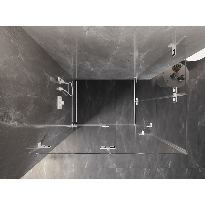 Mexen Lunar-F Duo sulankstoma dušo kabina 90 x 70 cm, permatoma, balta - 836-090L-070P-20-00