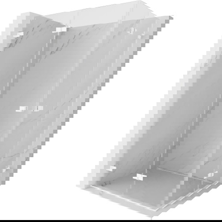 Mexen Lunar-F Dviguba sulankstoma dušo kabina 100 x 90 cm, permatomos spalvos, balta - 836-100L-090P-20-00