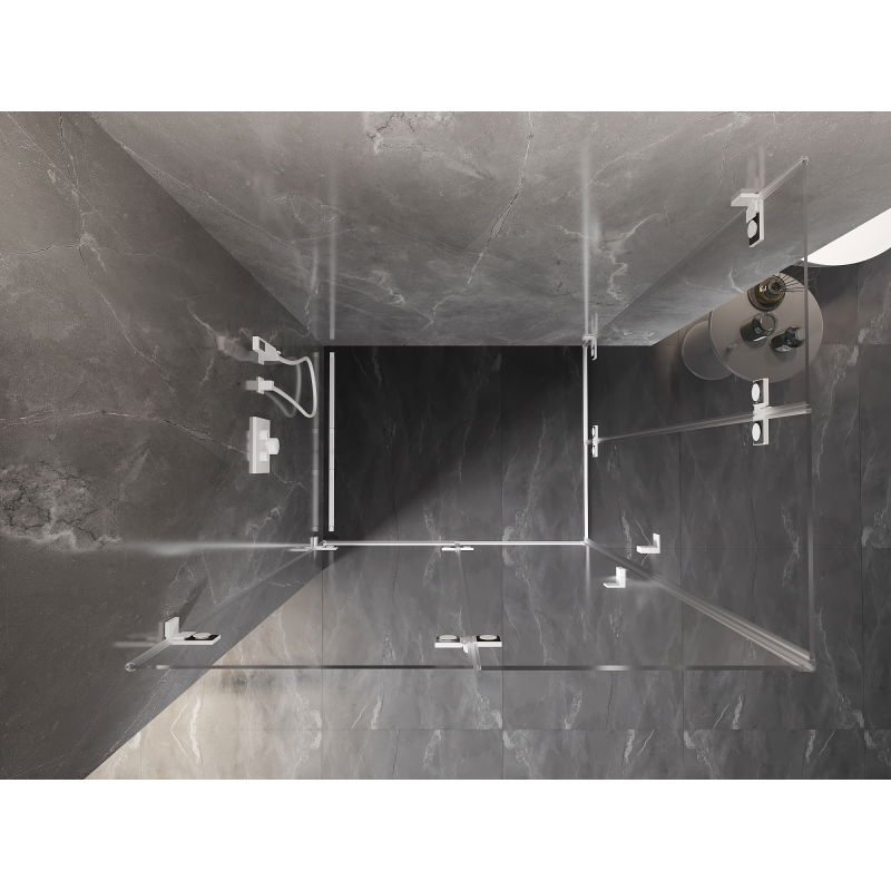 Mexen Lunar-F Duo sulankstoma dušo kabina 100 x 90 cm, permatomas, balta - 836-100L-090P-20-00