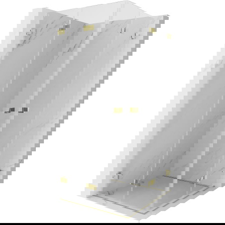 Mexen Lunar-F Dviguba 70 x 70 cm sudedama dušo kabina, skaidri, auksinė - 836-070L-070P-50-00