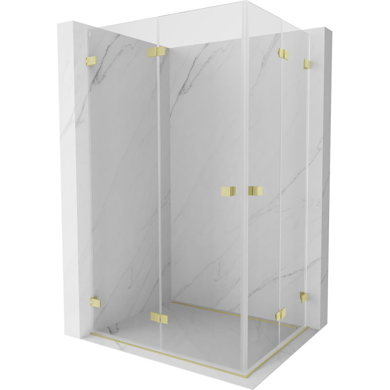 Mexen Lunar-F Duo sulankstoma dušo kabina 90 x 70 cm, skaidri, šlifuotas auksas - 836-090L-070P-55-00