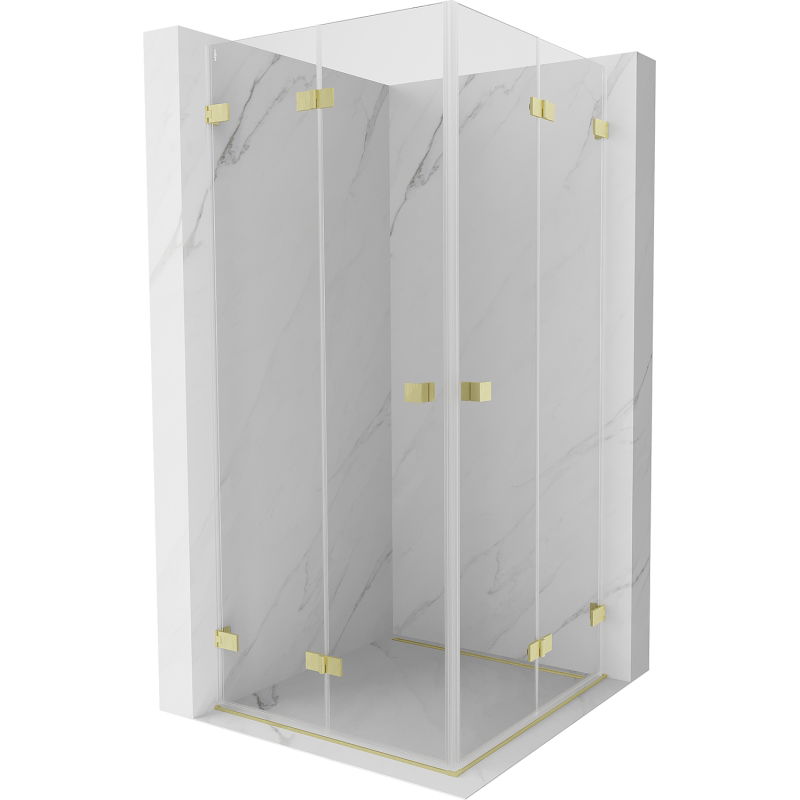 Mexen Lunar-F Duo sulankstoma dušo kabina 90 x 90 cm, skaidri, šlifuotas auksas - 836-090L-090P-55-00