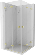 Mexen Lunar-F Duo sulankstoma dušo kabina 90 x 90 cm, skaidri, šlifuotas auksas - 836-090L-090P-55-00