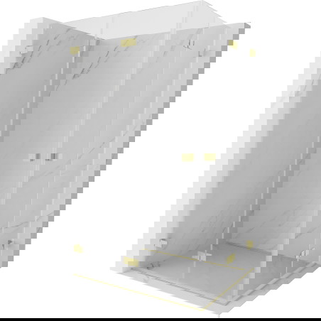 Mexen Lunar-F Dviguba dušo kabina suskleidžiama 100 x 90 cm, permatoma, auksinė šlifuota - 836-100L-090P-55-00