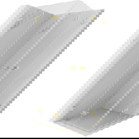 Mexen Lunar-F Dvigubo lankstymo dušo kabina 100 x 100 cm, permatoma, auksinė matinė - 836-100L-100P-55-00